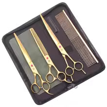 Dog Grooming Scissors Black Purple Dragon Japan Stainless Straight Scissors Thinning Shear Curved Shears Pet Scissors Z3005