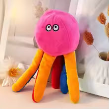 Cute Pink Head Octopus Squeaky Plush Dog Toy Tough Chew Toy Teeth Cleaning Interactive Self Play Pet Gear For Small Medium Dogs
