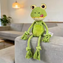Interactive Squeaky Frog Plush Dog Toy, Upgraded Embroidered Eyes, No Hidden Hazards, Stuffing-Free Soft Bite Resistant Toy, Com