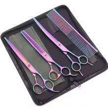 Dog Grooming Scissors Black Purple Dragon Japan Stainless Straight Scissors Thinning Shear Curved Shears Pet Scissors Z3005