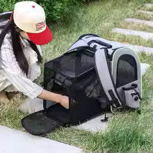 Large Capacity Pet Carrier Backpack Foldable Breathable Expandable Cat Bag Adjustable Pet Travel Bag Hiking Adventure