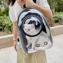 Pet cat carrier with a transparent window a portable outdoor baga spacious cat carrier,and a breathable, large-capacity backpack