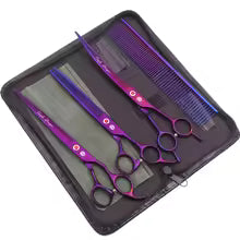 Dog Grooming Scissors Black Purple Dragon Japan Stainless Straight Scissors Thinning Shear Curved Shears Pet Scissors Z3005