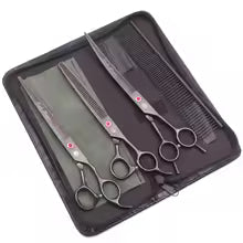Dog Grooming Scissors Black Purple Dragon Japan Stainless Straight Scissors Thinning Shear Curved Shears Pet Scissors Z3005
