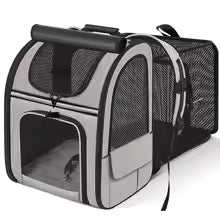 Large Capacity Pet Carrier Backpack Foldable Breathable Expandable Cat Bag Adjustable Pet Travel Bag Hiking Adventure