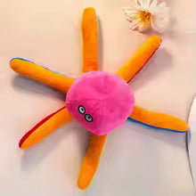 Cute Pink Head Octopus Squeaky Plush Dog Toy Tough Chew Toy Teeth Cleaning Interactive Self Play Pet Gear For Small Medium Dogs