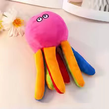 Cute Pink Head Octopus Squeaky Plush Dog Toy Tough Chew Toy Teeth Cleaning Interactive Self Play Pet Gear For Small Medium Dogs