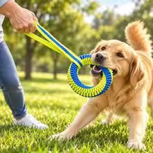 Dog Tug Toy with Handle Interactive Training Toy for Dogs Dental Cleaning Rope Durable Chew Toy Large Medium Dogs Outdoor Play