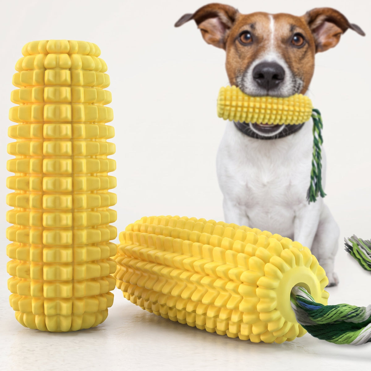 Squeaky corn dental dog toy